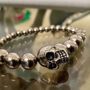 Alexander McQueen Unisex Silver Skull Bracelet